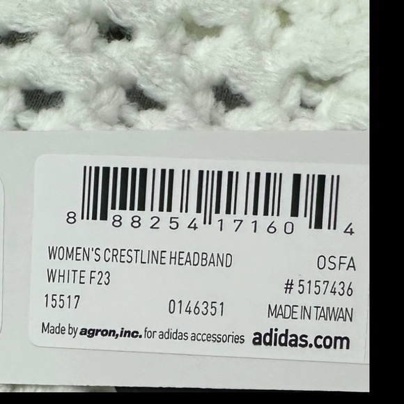 Adidas Knit Headband White With Fleece Lining NEW WITH TAGS - Picture 4 of 5